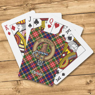 Clan Christie Crest over Tartan Poker Cards