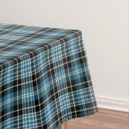 Clan Clark Bright Blue Black and White Tartan Tablecloth