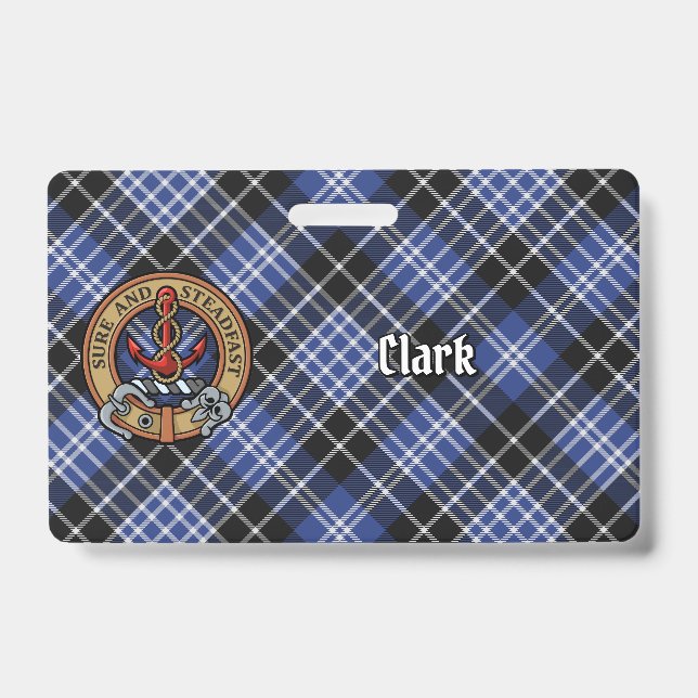 Clan Clark Crest over Tartan Badge (Front)