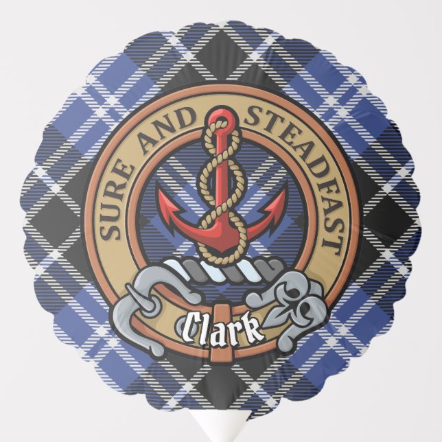 Clan Clark Crest over Tartan Balloon (Front)