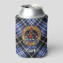 Clan Clark Crest over Tartan Can Cooler