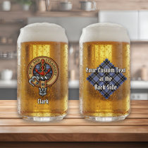 Clan Clark Crest over Tartan Can Glass
