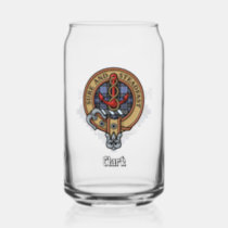 Clan Clark Crest over Tartan Can Glass