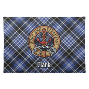 Clan Clark Crest over Tartan Cloth Placemat