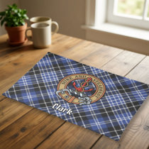 Clan Clark Crest over Tartan Cloth Placemat