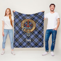 Clan Clark Crest over Tartan Fleece Blanket