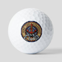 Clan Clark Crest over Tartan Golf Balls