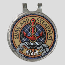 Clan Clark Crest over Tartan Golf Hat Clip