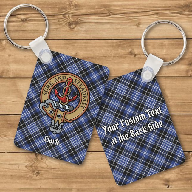 Clan Clark Crest over Tartan Keychain (Creator Uploaded)