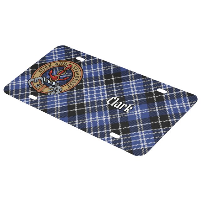 Clan Clark Crest over Tartan License Plate (Side)
