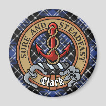 Clan Clark Crest over Tartan Magnet