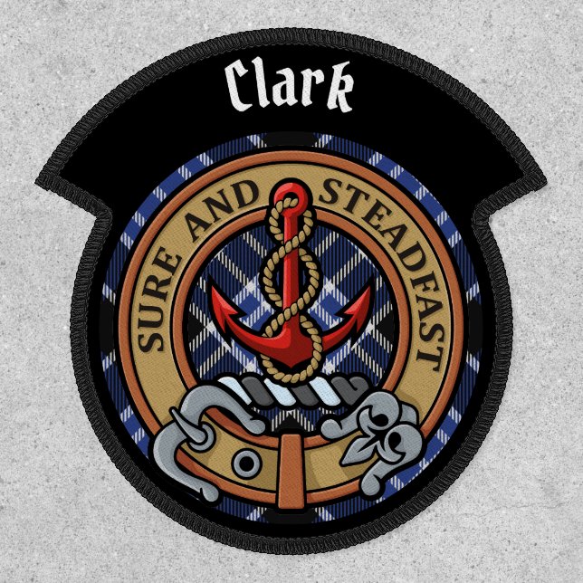 Clan Clark Crest over Tartan Patch (Front)