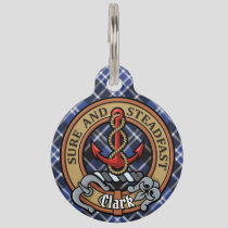 Clan Clark Crest over Tartan Pet ID Tag