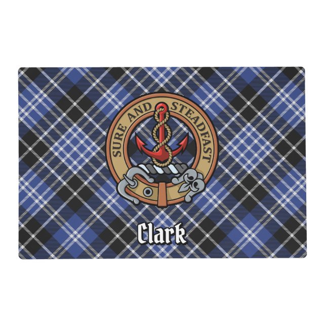 Clan Clark Crest over Tartan Placemat (Front)