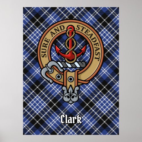Clan Clark Crest over Tartan Poster