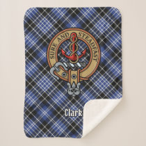 Clan Clark Crest over Tartan Sherpa Blanket