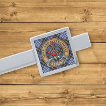 Clan Clark Crest over Tartan Silver Finish Tie Bar