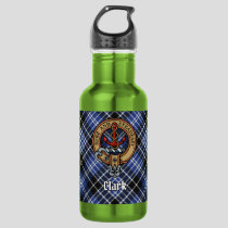 Clan Clark Crest over Tartan Stainless Steel Water Bottle
