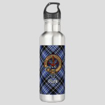 Clan Clark Crest over Tartan Stainless Steel Water Bottle