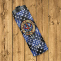 Clan Clark Crest over Tartan Thermal Tumbler