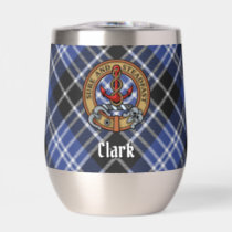 Clan Clark Crest over Tartan Thermal Wine Tumbler