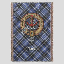 Clan Clark Crest over Tartan Throw Blanket