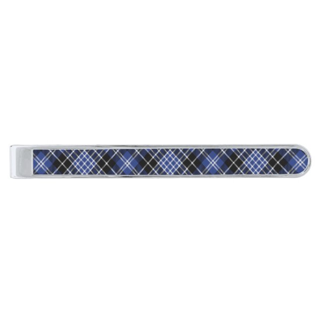 Clan Clark Tartan Silver Finish Tie Bar (Front)