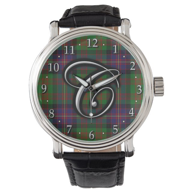 Clan Cochrane Cochran Letter C Monogram Tartan Watch (Front)