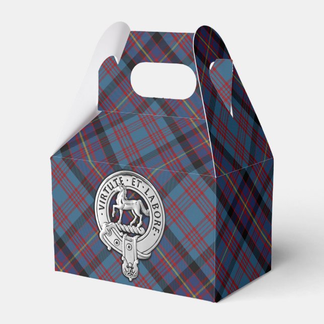 Clan Cochrane Crest & Azure Tartan Favor Boxes (Front Side)
