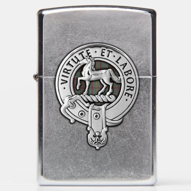 Clan Cochrane Crest & Hunting Tartan Zippo Lighter (Front)