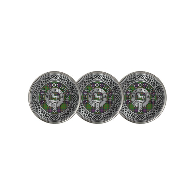 Clan Cochrane Crest & Tartan Knot Golf Ball Marker (3 Up)