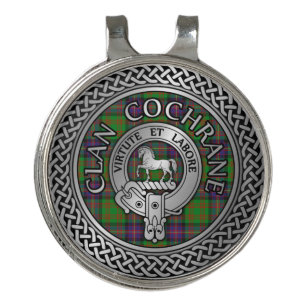 Clan Cochrane Crest & Tartan Knot Golf Hat Clip