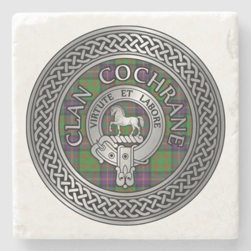 Clan Cochrane Crest  Tartan Knot Stone Coaster