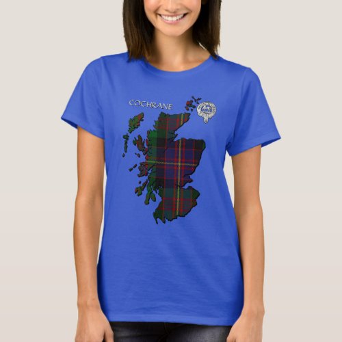 Clan Cochrane Crest  Tartan Map T_Shirt