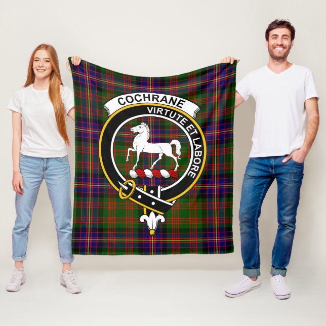 Clan Cochrane Modern Tartan Plaid Fleece Blanket (In Situ)