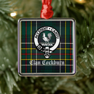 Clan Cockburn Crest Badge and Tartan  Metal Ornament