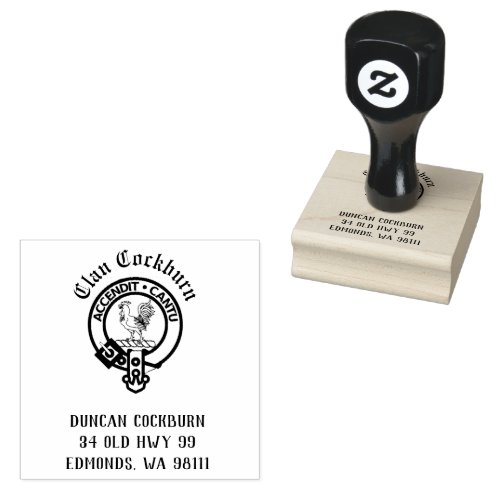 Clan Cockburn Crest Badge Customizable  Rubber Stamp