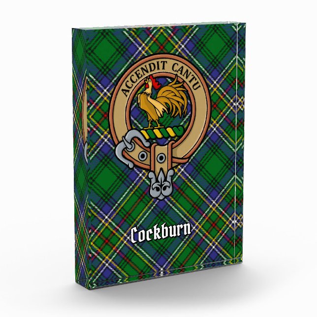 Clan Cockburn Crest over Tartan Acrylic Award (Left)