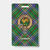 Clan Cockburn Crest over Tartan Badge