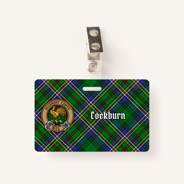 Clan Cockburn Crest over Tartan Badge (Front with Clip)
