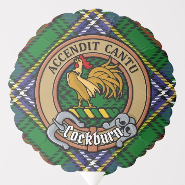 Clan Cockburn Crest over Tartan Balloon (Front)
