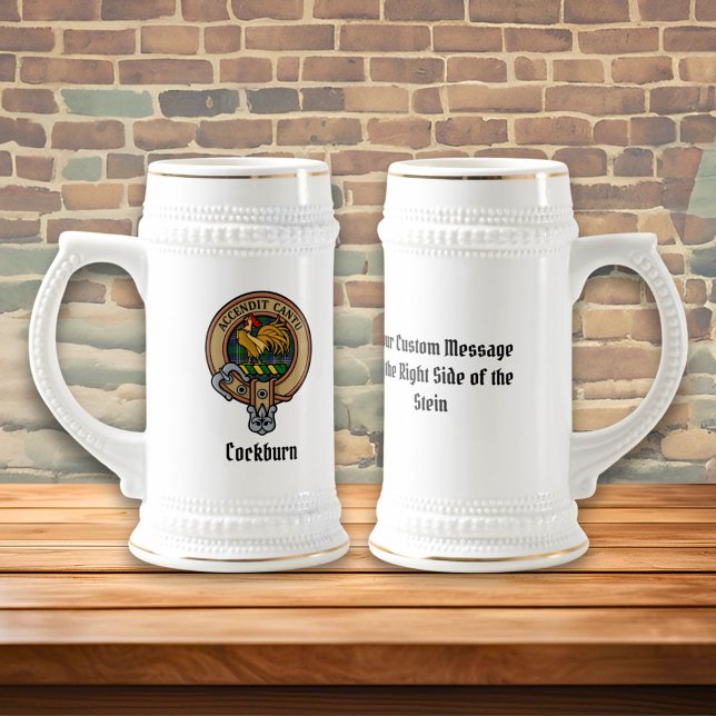 Clan Cockburn Crest over Tartan Beer Stein (Creator Uploaded)