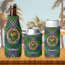 Clan Cockburn Crest over Tartan Bottle Cooler