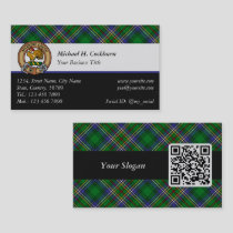 Clan Cockburn Crest over Tartan Business Card