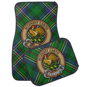 Clan Cockburn Crest over Tartan Car Floor Mat