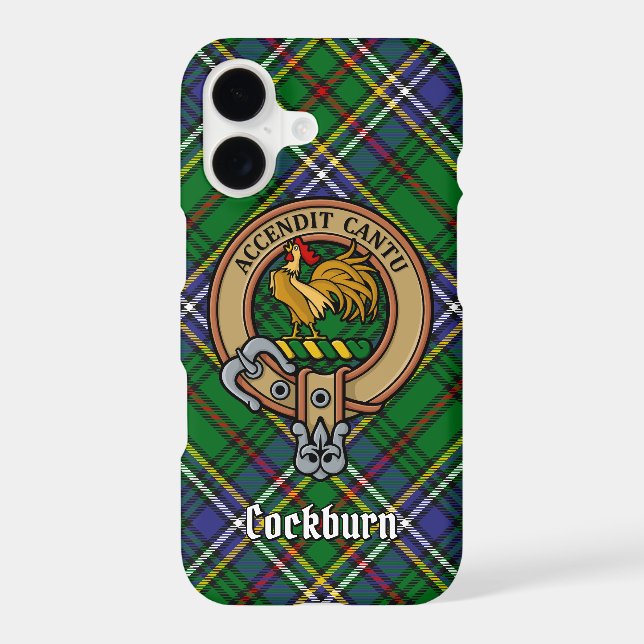 Clan Cockburn Crest over Tartan Case-Mate iPhone Case (Back)