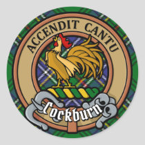 Clan Cockburn Crest over Tartan Classic Round Sticker