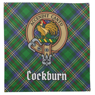 Clan Cockburn Crest over Tartan Cloth Napkin