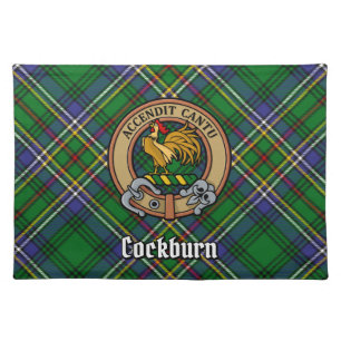 Clan Cockburn Crest over Tartan Cloth Placemat