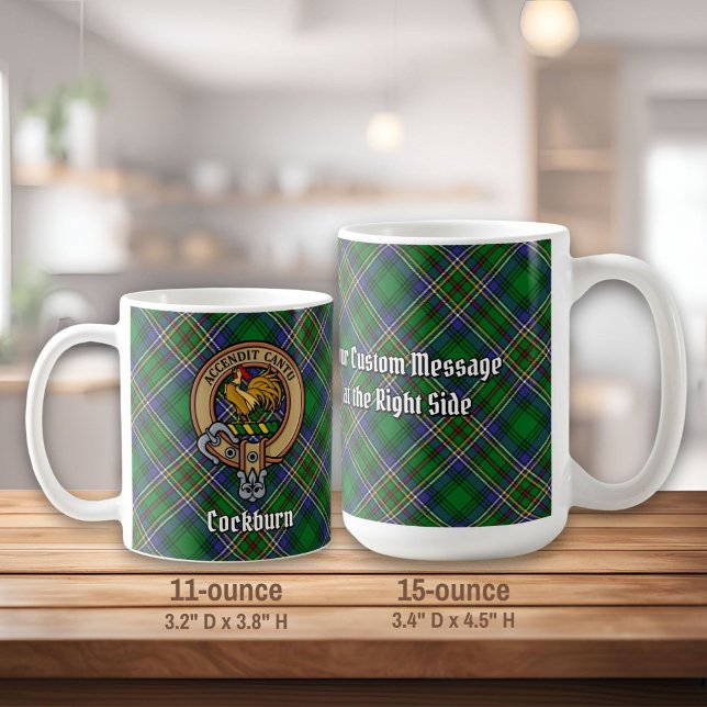 Clan Cockburn Crest over Tartan Coffee Mug (Creator Uploaded)